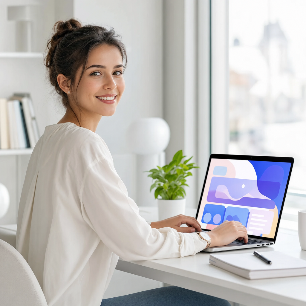 Profesional trabajando con una web moderna en su portátil